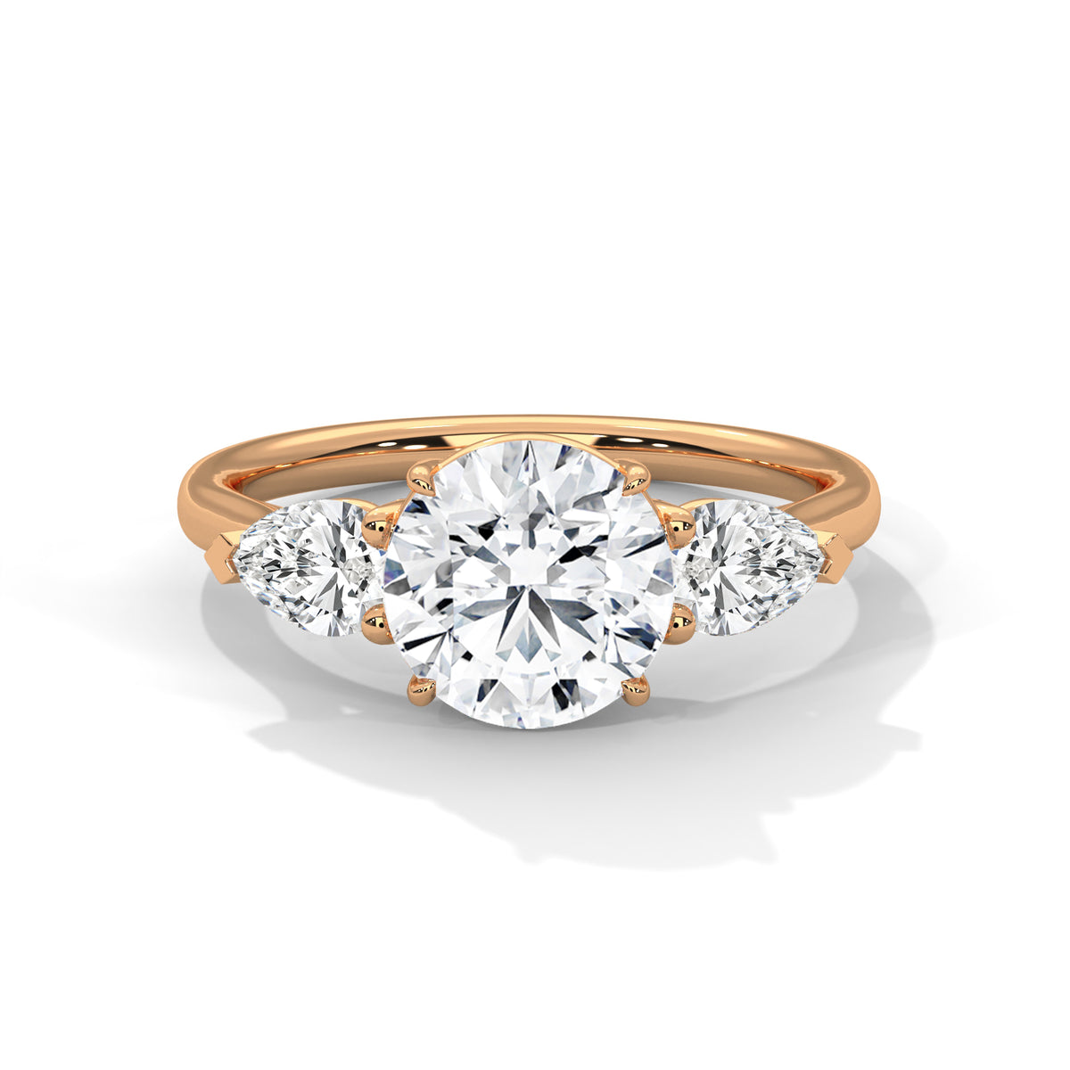 Round Three Stone Lab Grown Diamond Engagement Ring