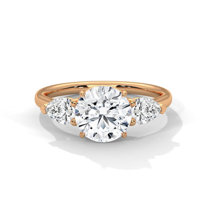 Round Three Stone Lab Grown Diamond Engagement Ring