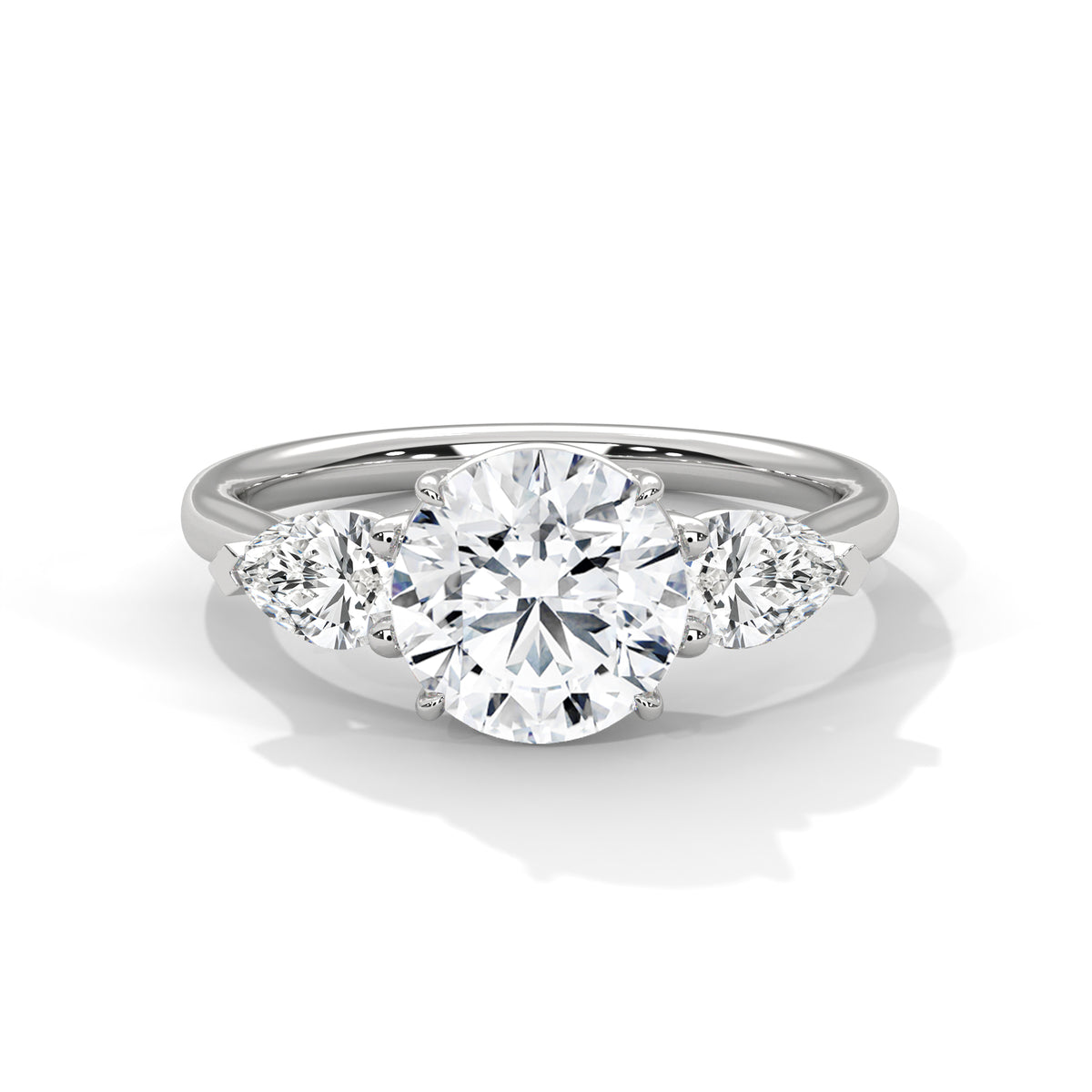 Round Three Stone Lab Grown Diamond Engagement Ring