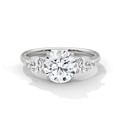 Round Three Stone Lab Grown Diamond Engagement Ring