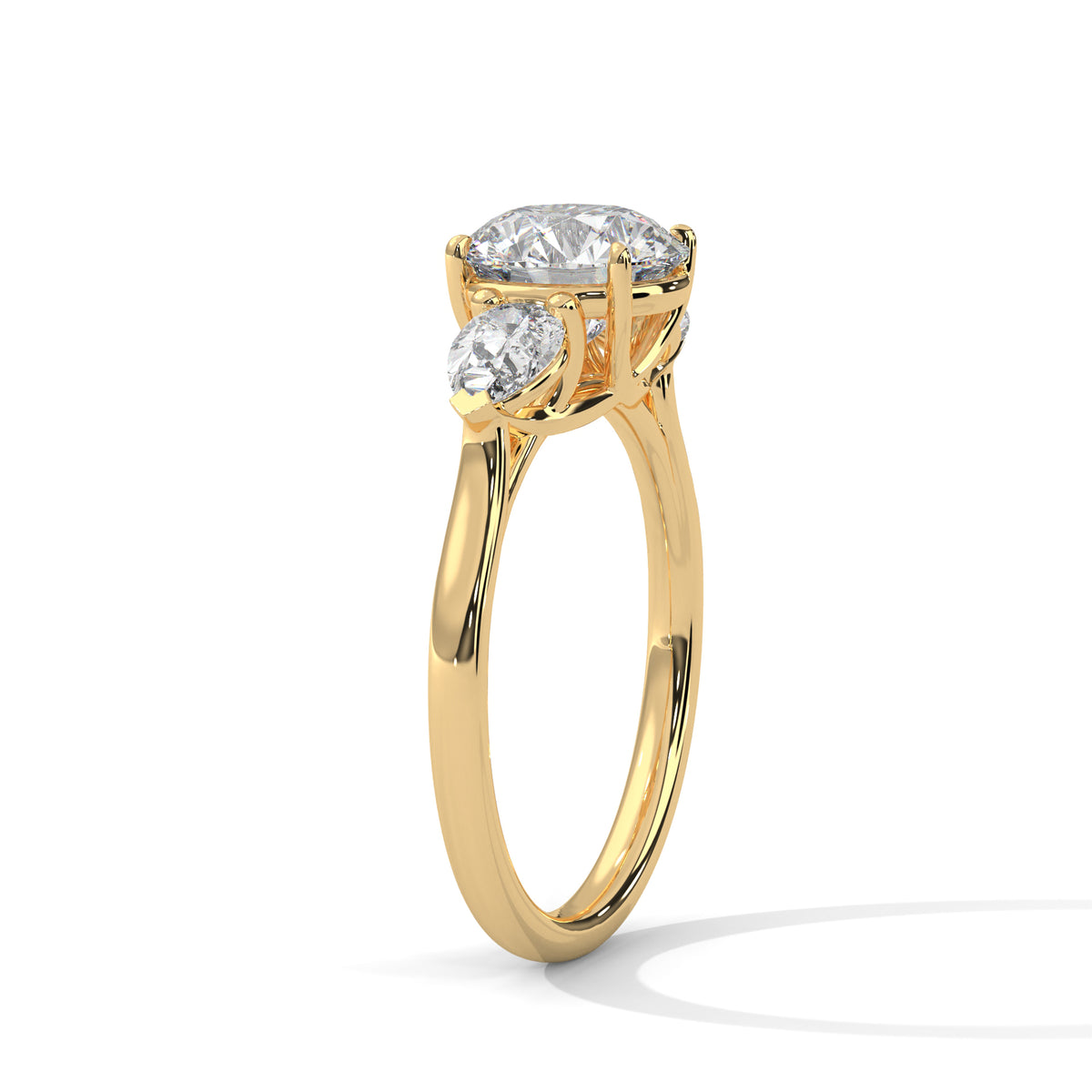 Round Three Stone Lab Grown Diamond Engagement Ring