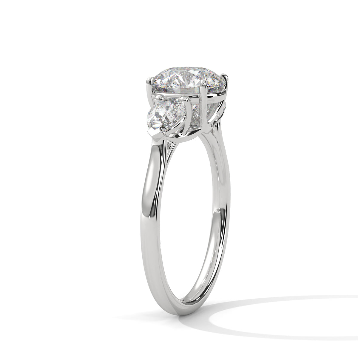 Round Three Stone Lab Grown Diamond Engagement Ring
