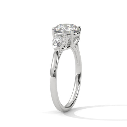 Round Three Stone Lab Grown Diamond Engagement Ring