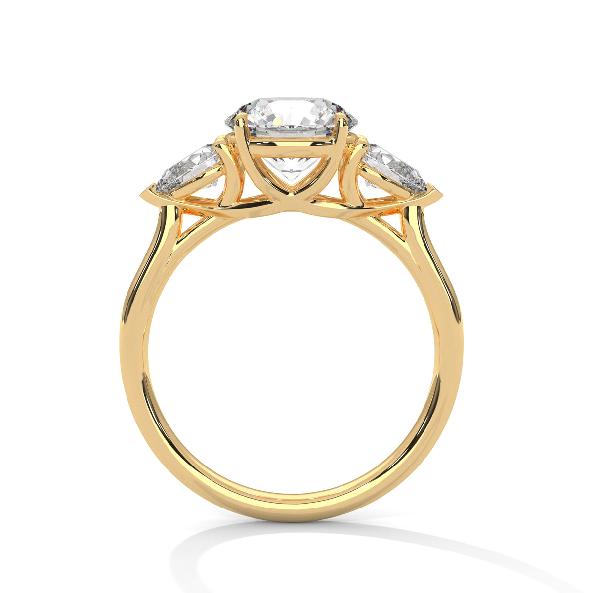 Round Three Stone Lab Grown Diamond Engagement Ring