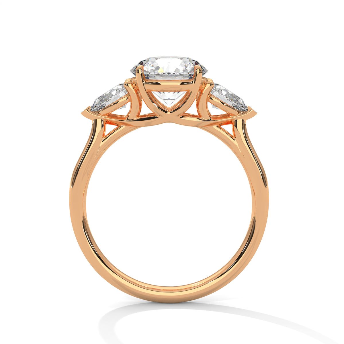 Round Three Stone Lab Grown Diamond Engagement Ring