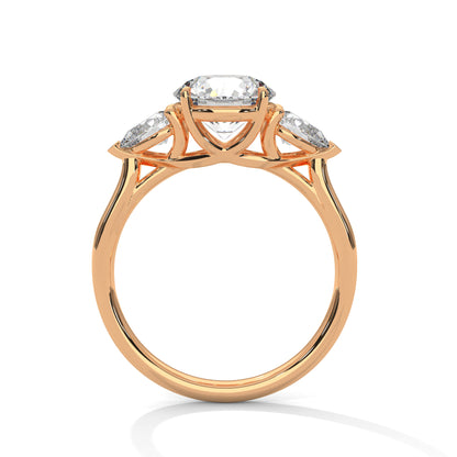 Round Three Stone Lab Grown Diamond Engagement Ring