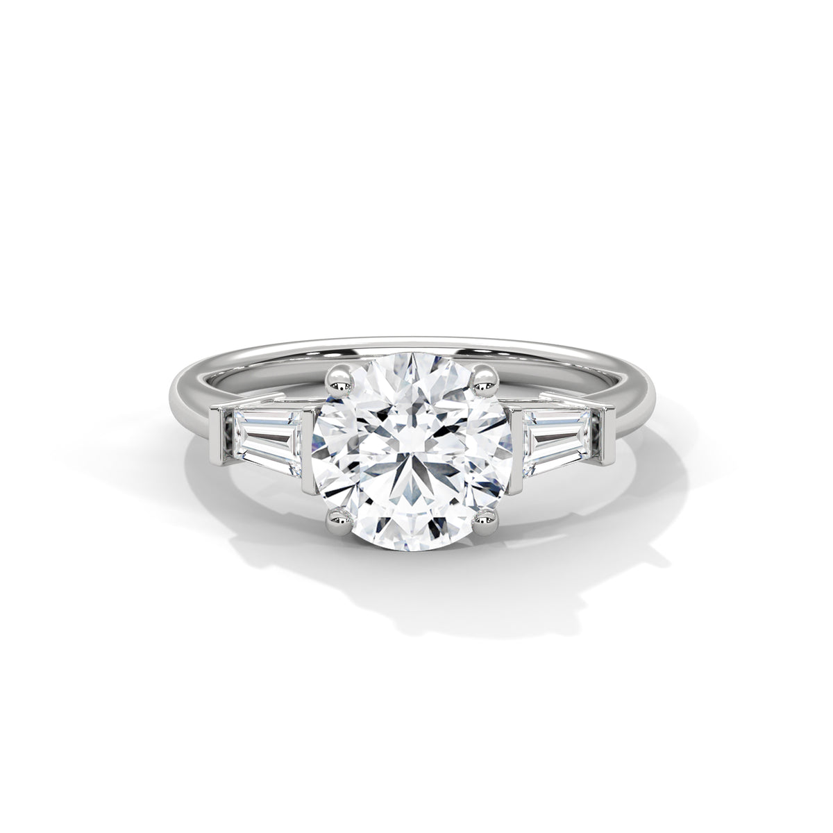 Round Three Stone Lab Grown Diamond Engagement Ring