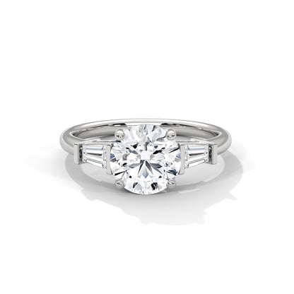 Round Three Stone Lab Grown Diamond Engagement Ring