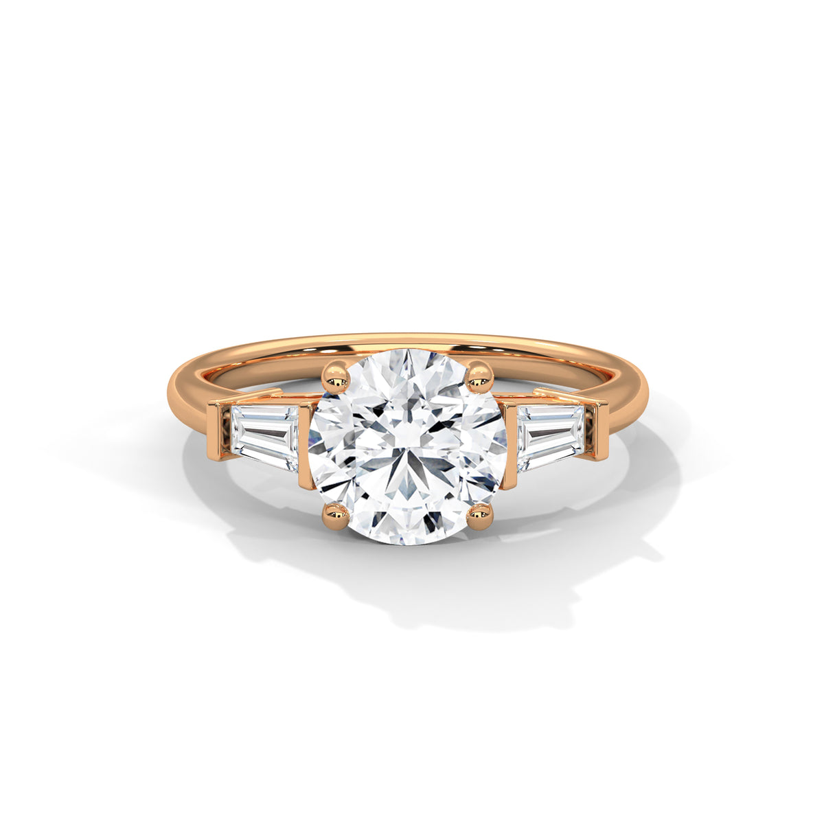 Round Three Stone Lab Grown Diamond Engagement Ring