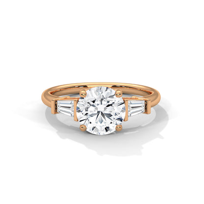 Round Three Stone Lab Grown Diamond Engagement Ring