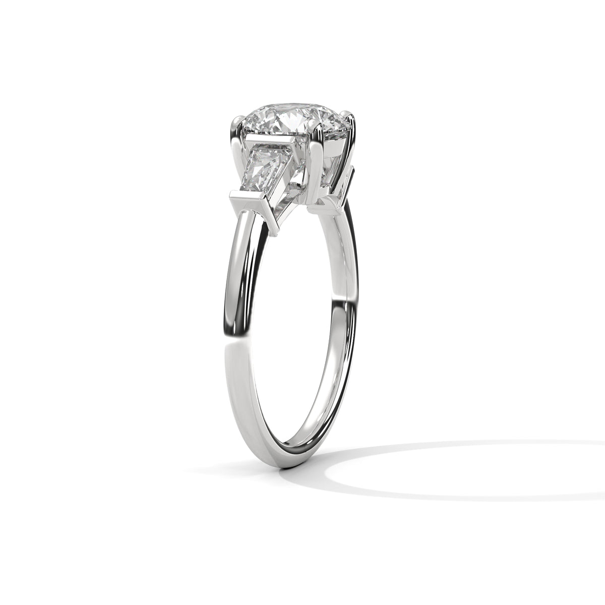 Round Three Stone Lab Grown Diamond Engagement Ring