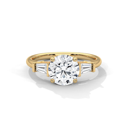 Round Three Stone Lab Grown Diamond Engagement Ring