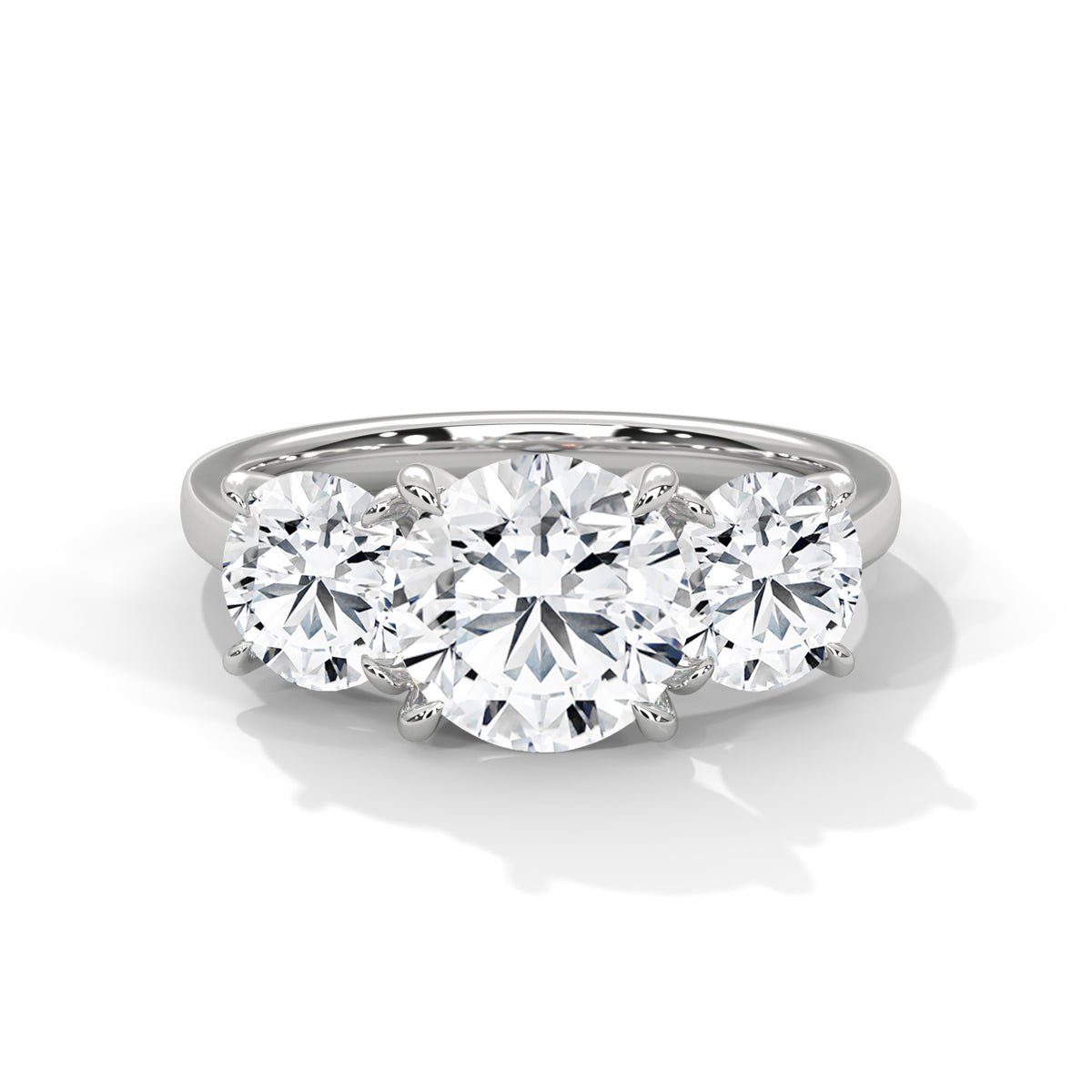 Round Three Stone Lab Grown Diamond Engagement Ring
