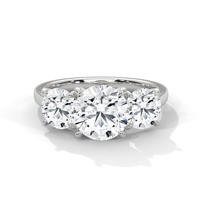 Round Three Stone Lab Grown Diamond Engagement Ring