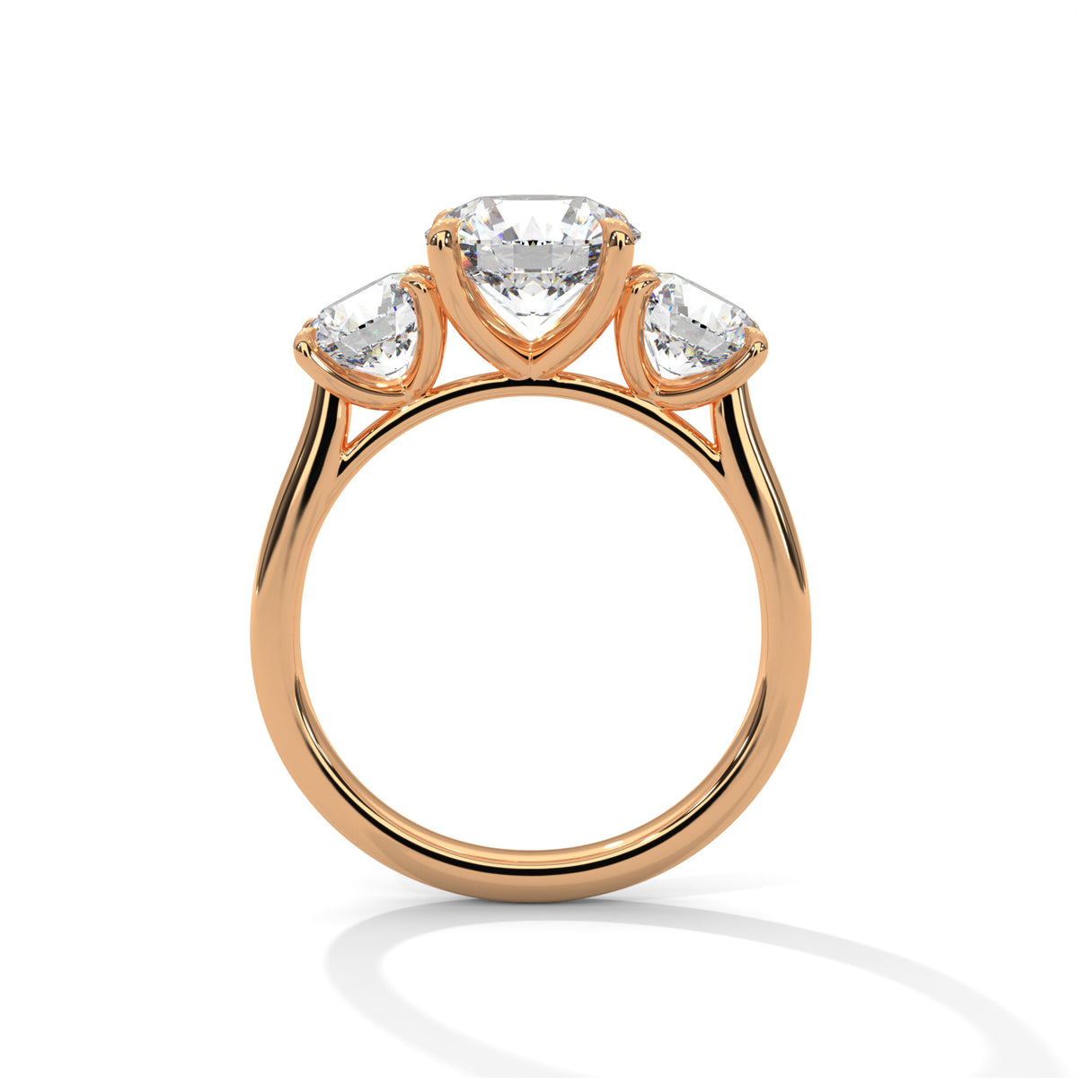 Round Three Stone Lab Grown Diamond Engagement Ring