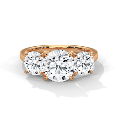 Round Three Stone Lab Grown Diamond Engagement Ring