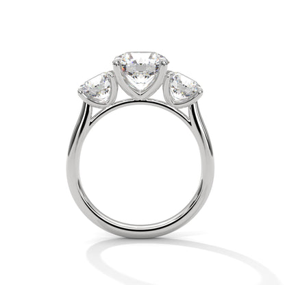 Round Three Stone Lab Grown Diamond Engagement Ring