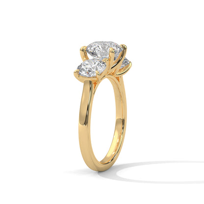 Round Three Stone Lab Grown Diamond Engagement Ring