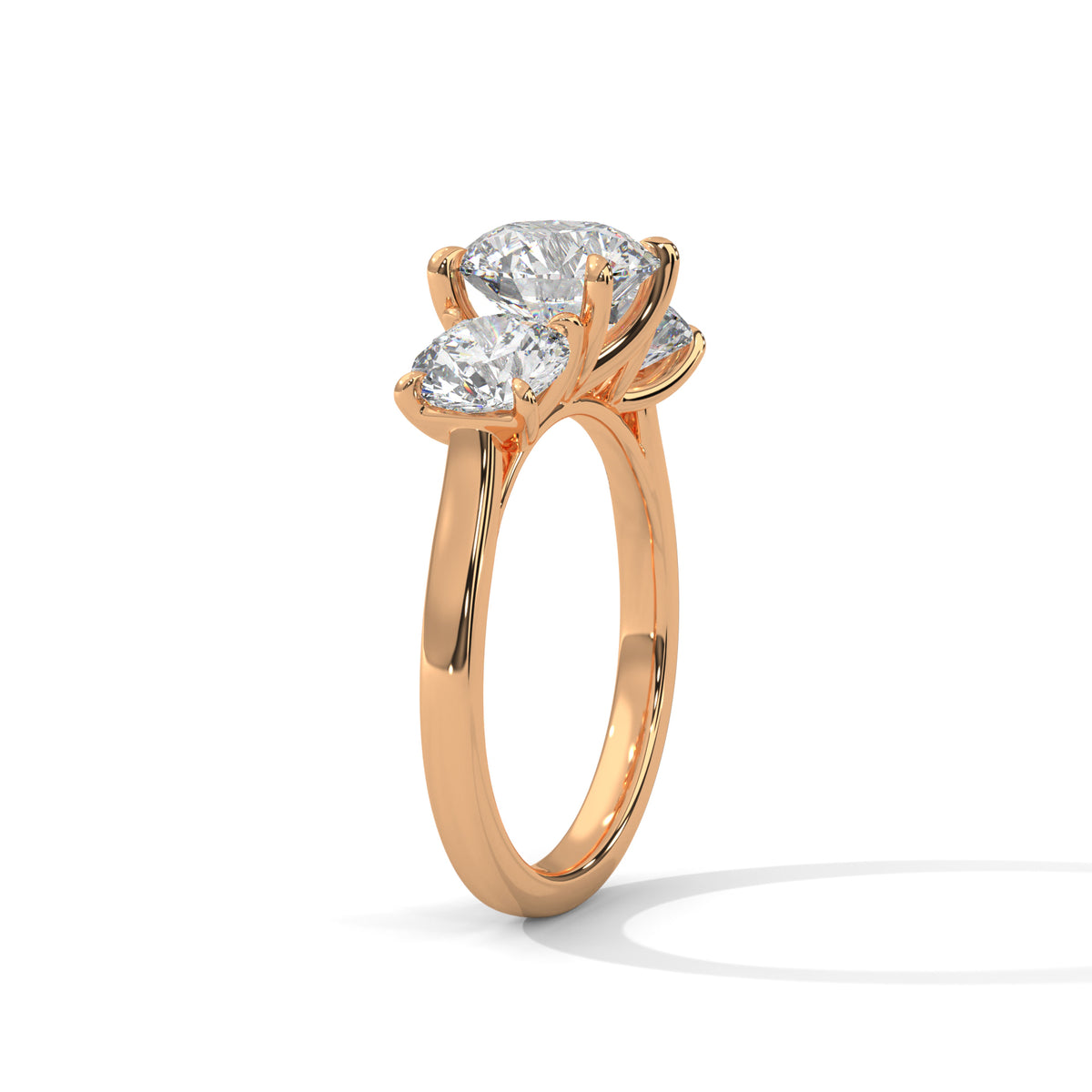Round Three Stone Lab Grown Diamond Engagement Ring