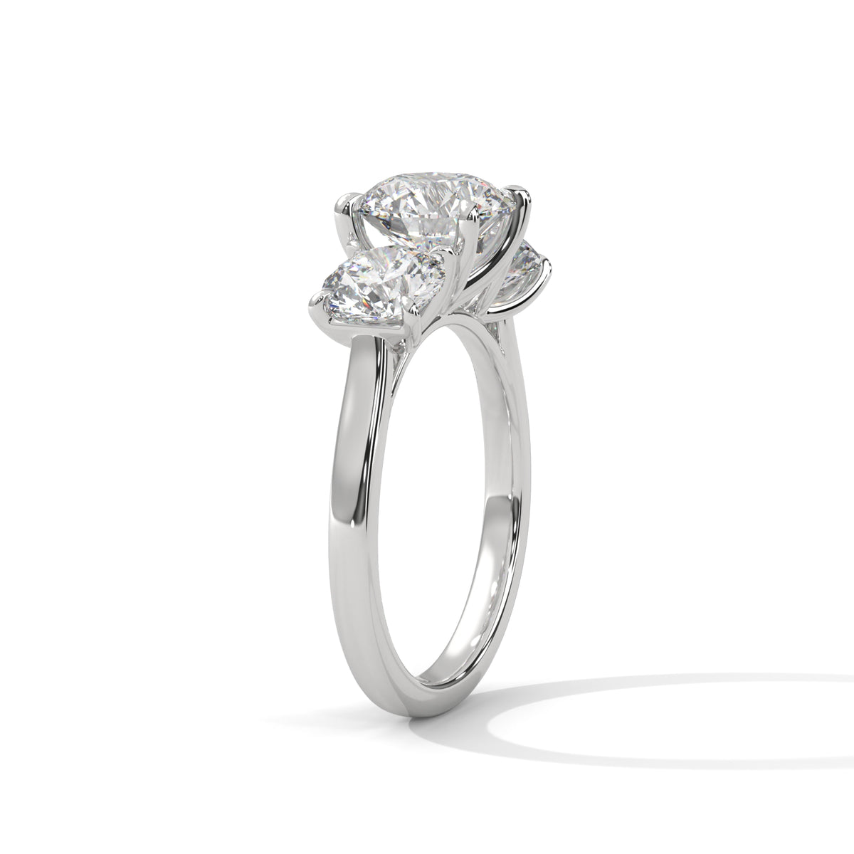 Round Three Stone Lab Grown Diamond Engagement Ring