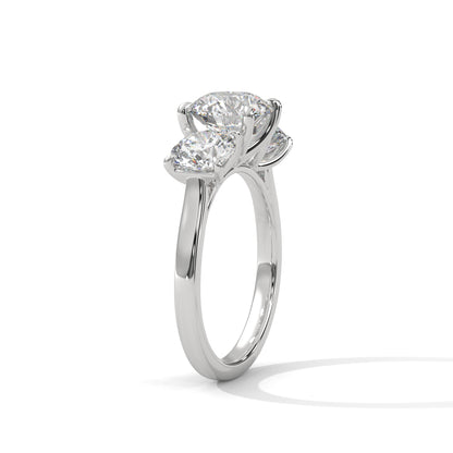 Round Three Stone Lab Grown Diamond Engagement Ring
