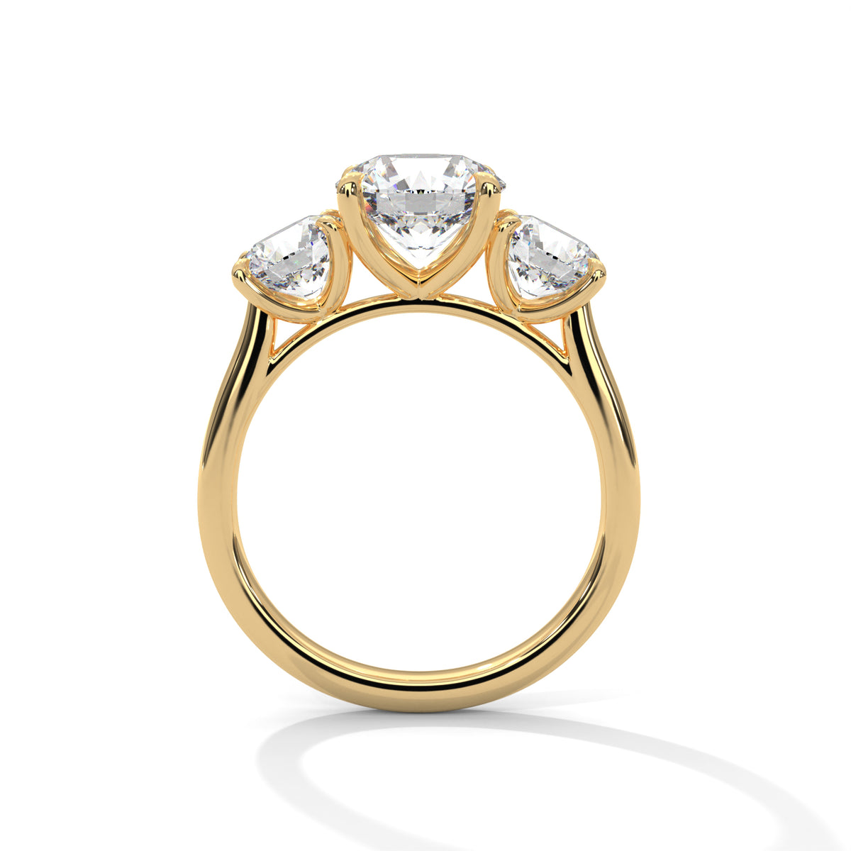 Round Three Stone Lab Grown Diamond Engagement Ring