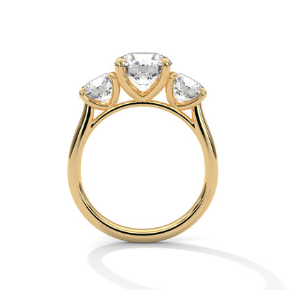 Round Three Stone Lab Grown Diamond Engagement Ring