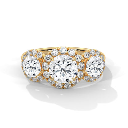 Round Three Stone Lab Grown Diamond Engagement Ring