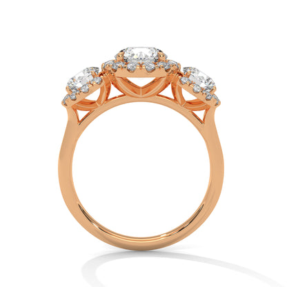 Round Three Stone Lab Grown Diamond Engagement Ring