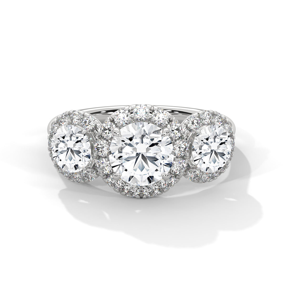 Round Three Stone Lab Grown Diamond Engagement Ring
