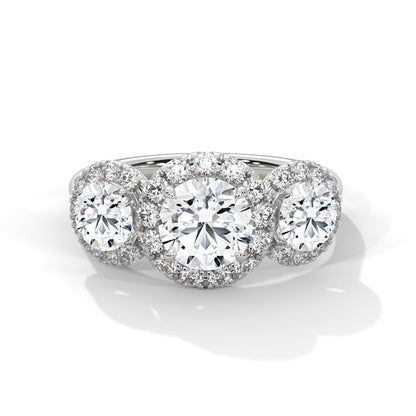 Round Three Stone Lab Grown Diamond Engagement Ring