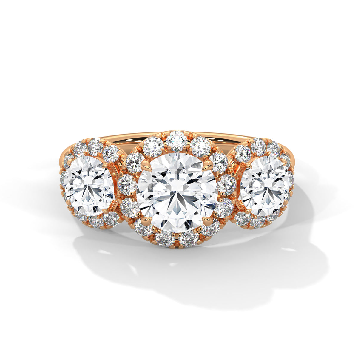 Round Three Stone Lab Grown Diamond Engagement Ring