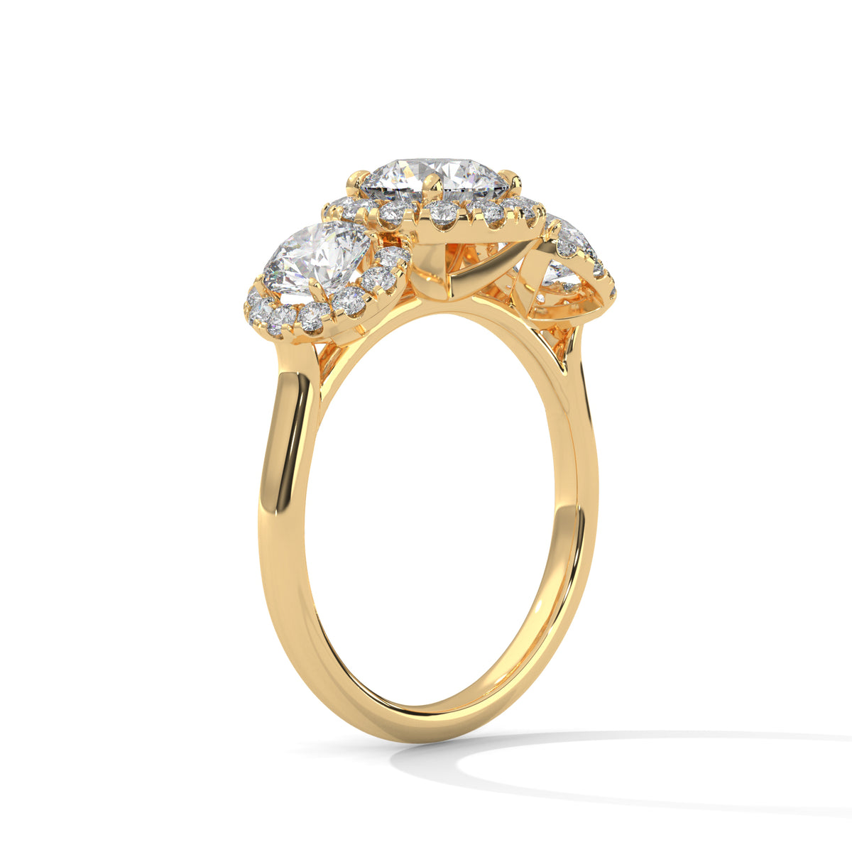 Round Three Stone Lab Grown Diamond Engagement Ring