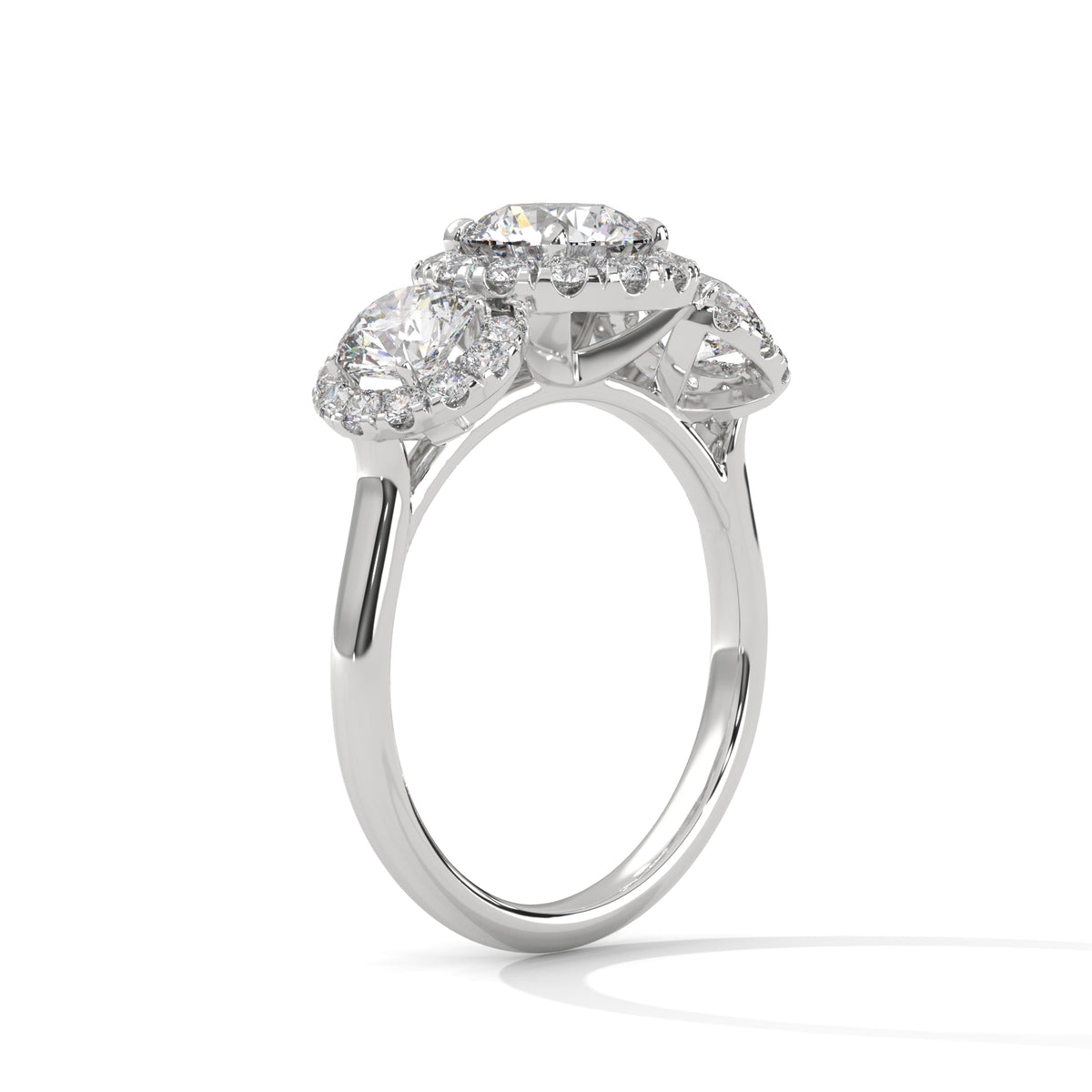 Round Three Stone Lab Grown Diamond Engagement Ring