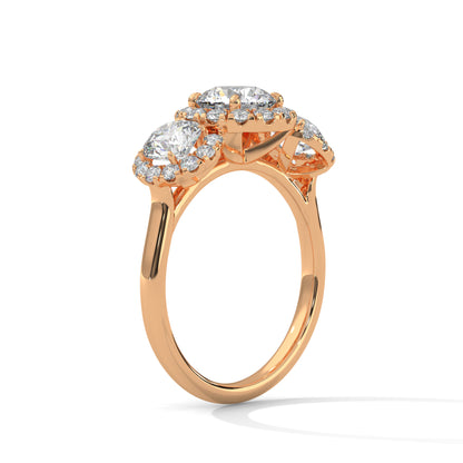 Round Three Stone Lab Grown Diamond Engagement Ring