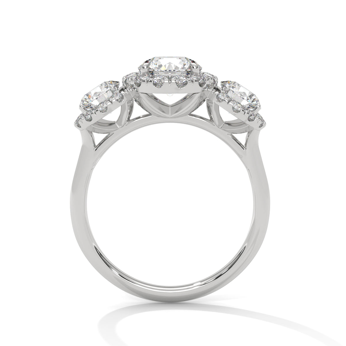 Round Three Stone Lab Grown Diamond Engagement Ring