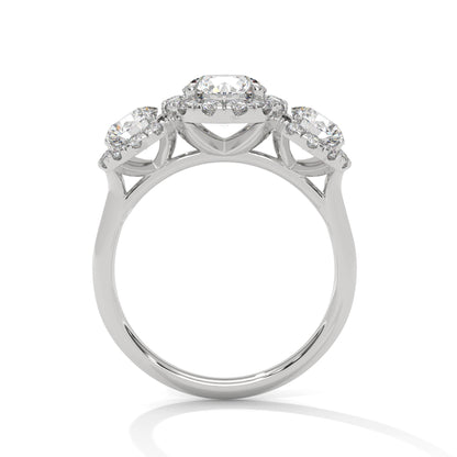 Round Three Stone Lab Grown Diamond Engagement Ring