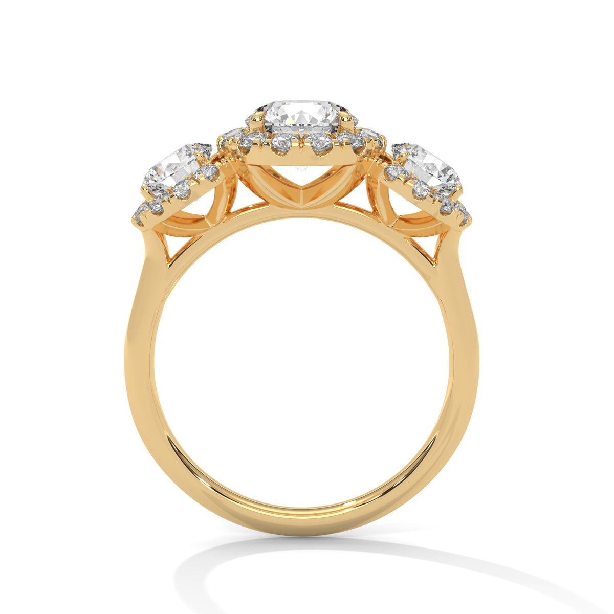 Round Three Stone Lab Grown Diamond Engagement Ring