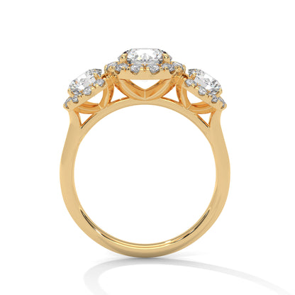 Round Three Stone Lab Grown Diamond Engagement Ring