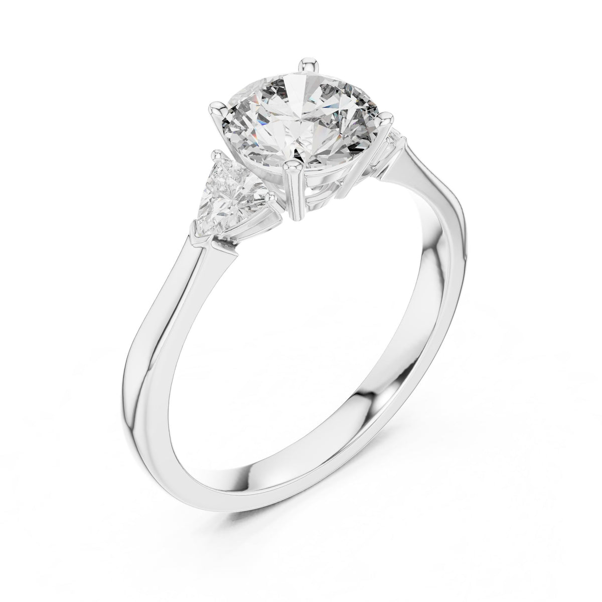 Round Three Stone Lab Grown Diamond Engagement Ring
