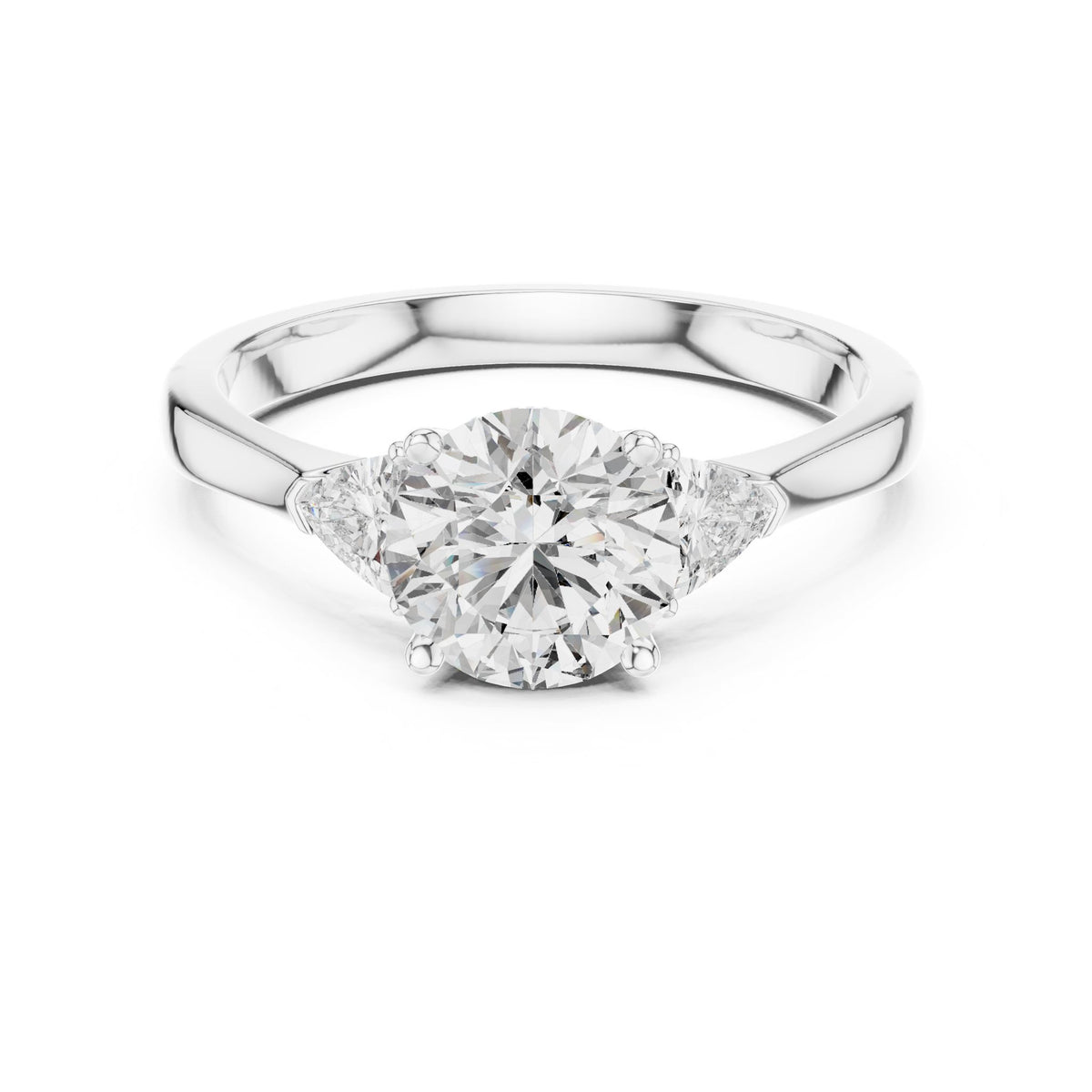 Round Three Stone Lab Grown Diamond Engagement Ring
