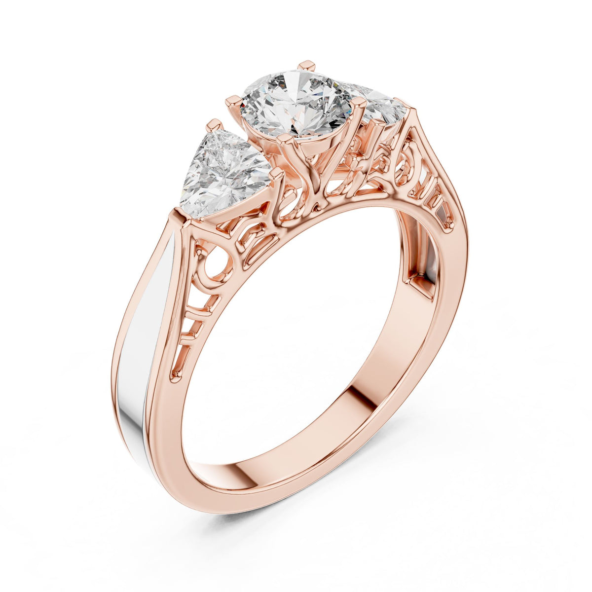 Round Three Stone Lab Grown Diamond Engagement Ring