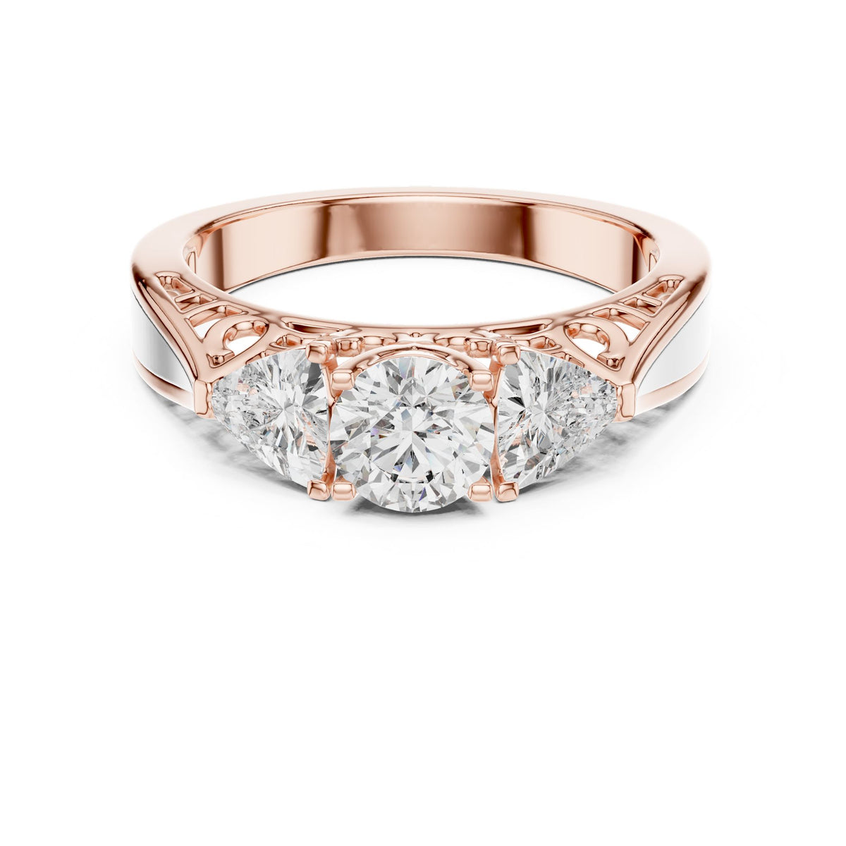 Round Three Stone Lab Grown Diamond Engagement Ring