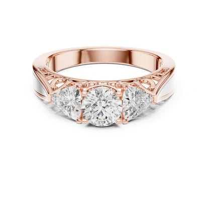 Round Three Stone Lab Grown Diamond Engagement Ring