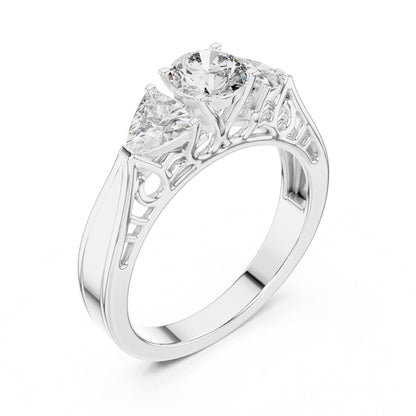 Round Three Stone Lab Grown Diamond Engagement Ring