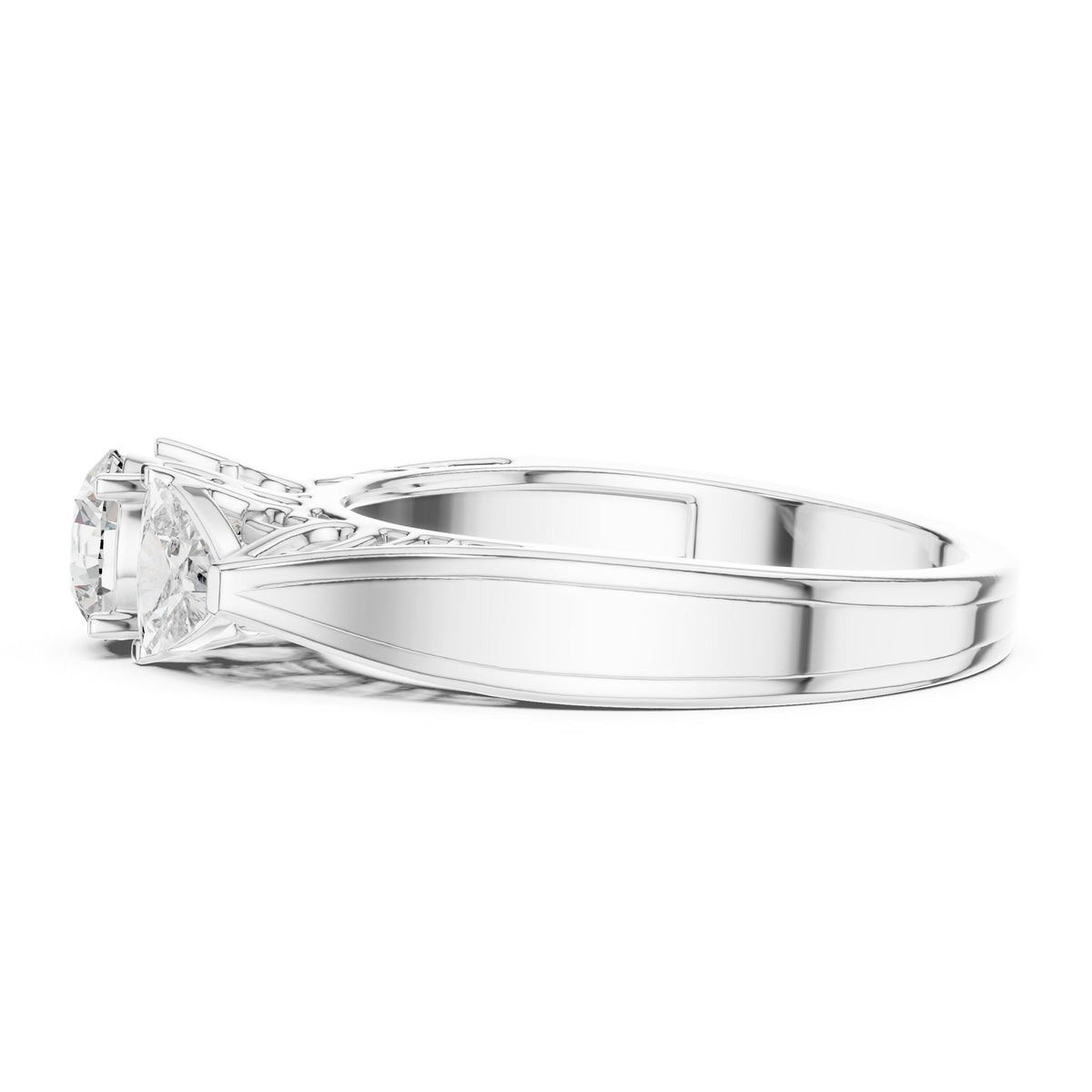 Round Three Stone Lab Grown Diamond Engagement Ring