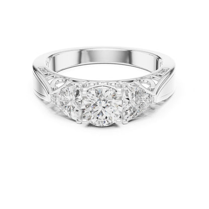 Round Three Stone Lab Grown Diamond Engagement Ring