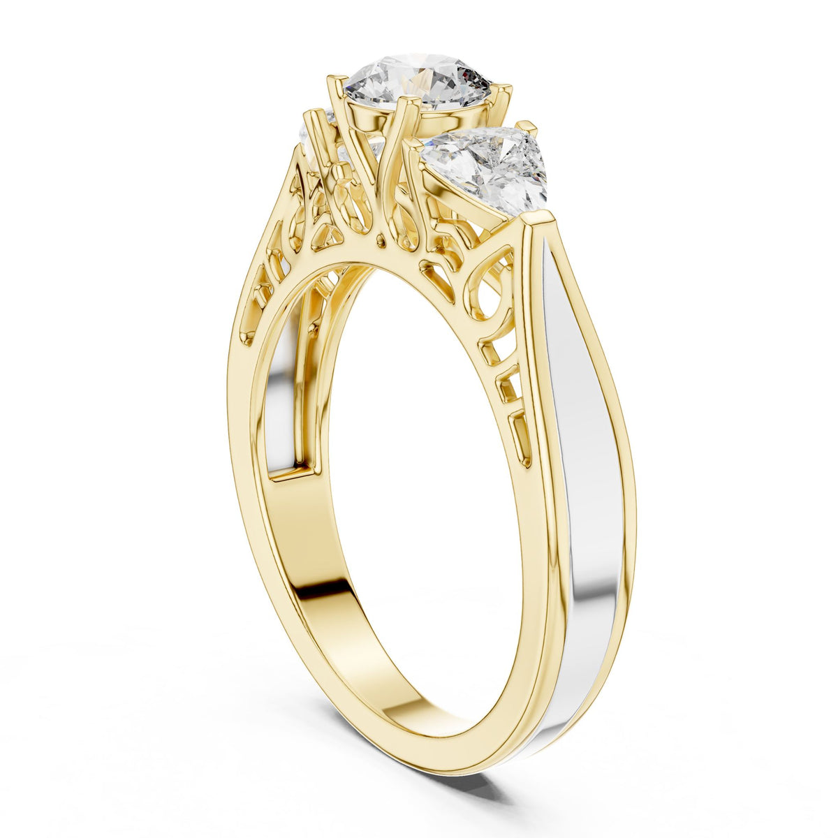 Round Three Stone Lab Grown Diamond Engagement Ring