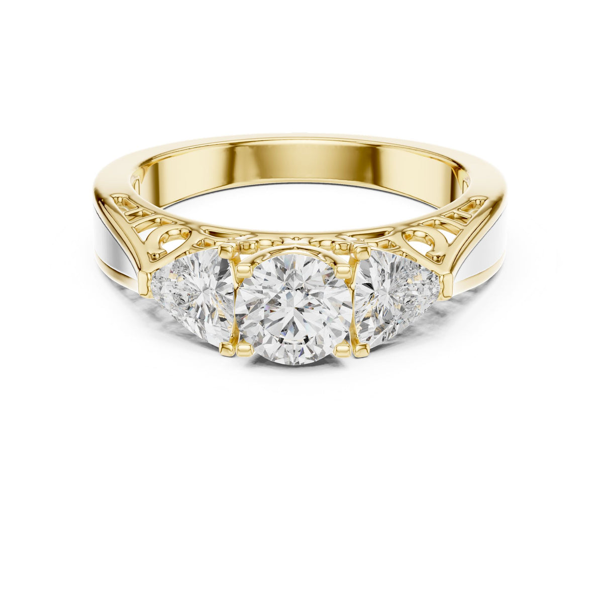 Round Three Stone Lab Grown Diamond Engagement Ring