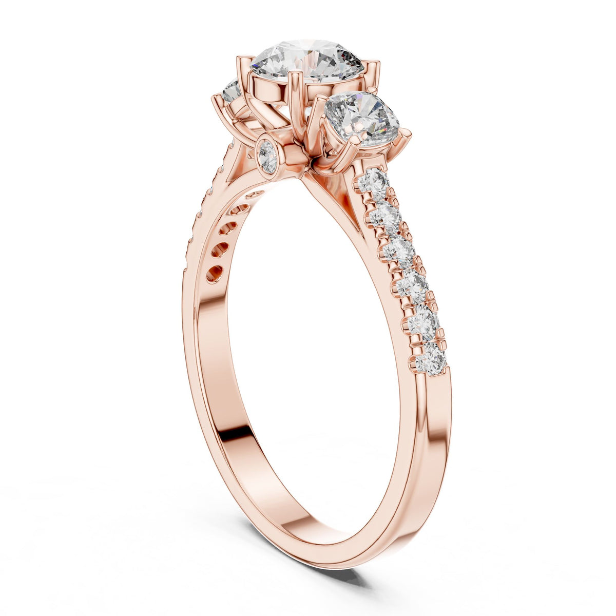 Round Three Stone Lab Grown Diamond Engagement Ring